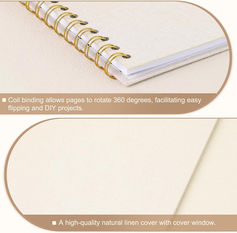 Bonyomor Scrapbook Photo Album 10x10 Inches 80 Pages Hardcover Kraft Paper Linen Cover Scrap Book Memory Book DIY Scrapbook Albums for Wedding Baby Boyfriend Travel Anniversary Family, Beige - Image 5